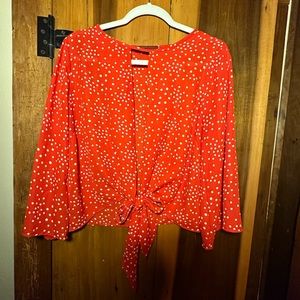 Red polka dot blouse